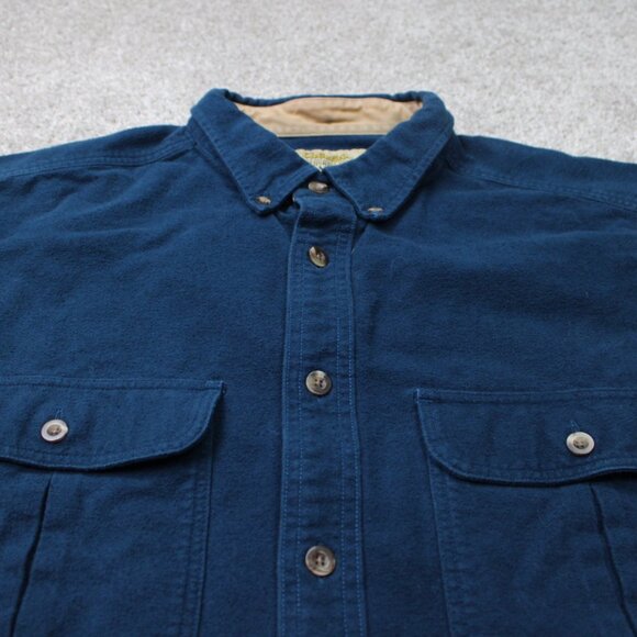 Cabela's Shirt Mens XL Blue Deerskin Soft Chamois Cotton Shacket L/S Button - Picture 4 of 12